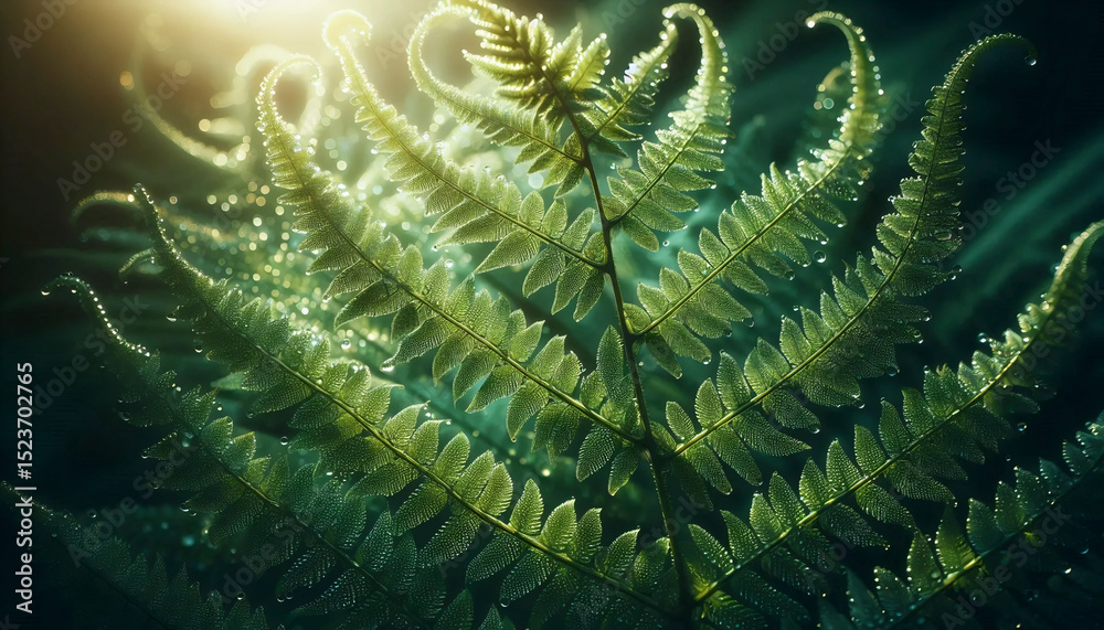 Fototapeta premium A tropical fern macro, Ai generated image