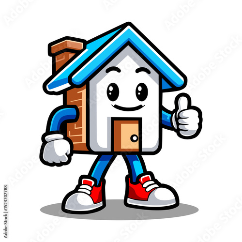 A cheerful house character giving a thumbs up