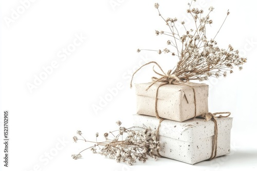 Vibrant Color Image of Unique Gift Ideas Isolated on White Background, Depth of Field