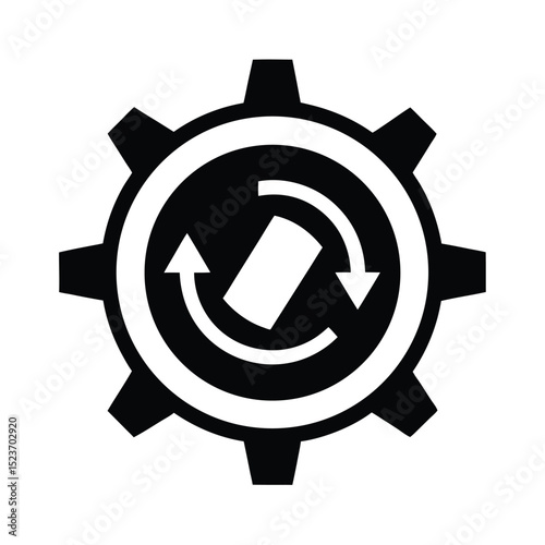 Gear with Circular Arrows Icon Illustration