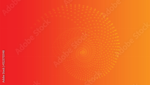 Abstract swirling pattern of golden circles on a vibrant orange gradient background