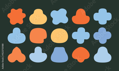 Groovy Flat Abstract Shapes Illustration with Fun and Retro Style