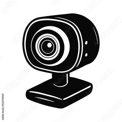 Webcam Icon Black and White Illustration