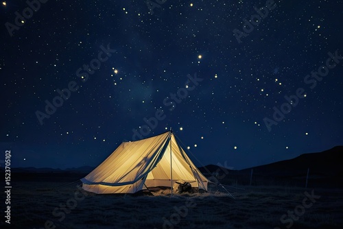 Ultra Hd Picture of Illuminated Tent on Field Against Star Field