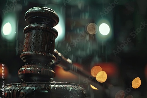 Vibrant Color Visual of Legal Law Concept Image with Gavel and Bokeh Effect