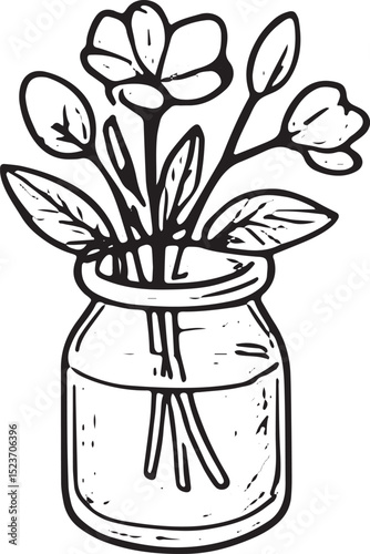 A small bouquet of flowers sketch, symbolizing nature, decor, and spa ambiance in a minimalist design