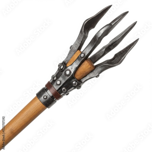 Medieval man catcher weapon isolated on white background