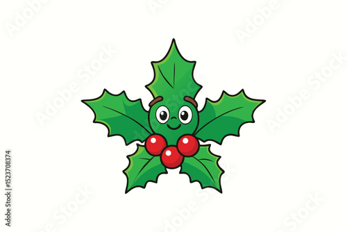 Christmas Mistletoe Cotton Vector Design on White Background 
