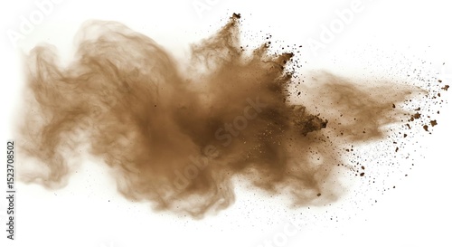 Brown dust explosion isolated on white background