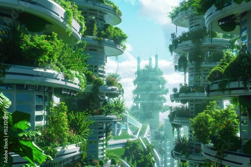 Futuristic Sustainable Vertical Farming Smart City Infrastructure Public Space Development