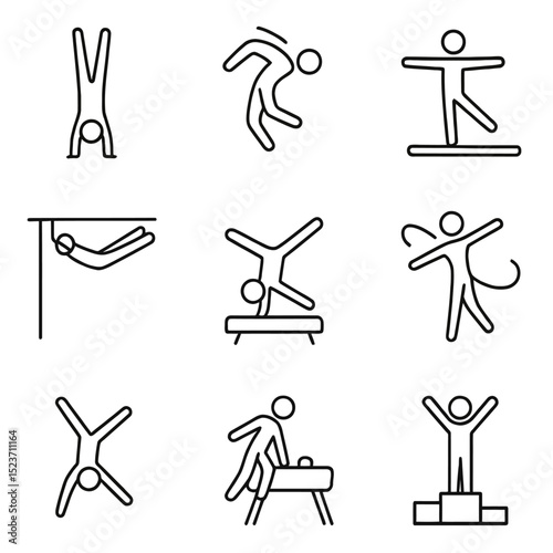 Artistic gymnastics in line art