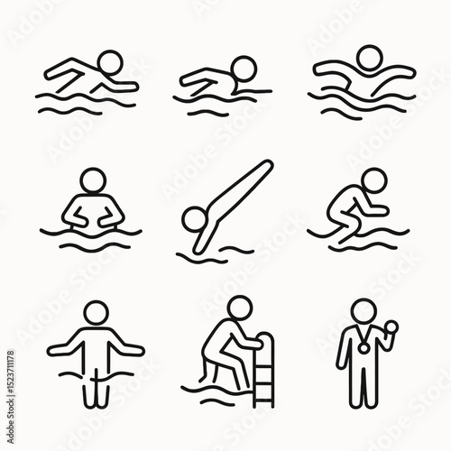 Swim technique icons for lesson plans