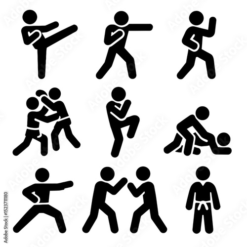 set of martial art icons