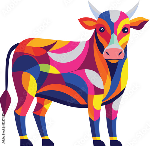 Colorful Cow Vector  Artistic Farm Animal Illustration in Vibrant Style