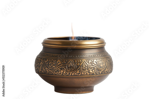 Wallpaper Mural  Ornate brass candle burning with tiny flame, traditional engraved design, warm ambiance symbolizing culture, ritual or spiritual ceremony Torontodigital.ca
