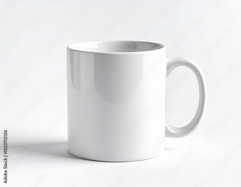 Fototapeta premium White ceramic mug on pure white background