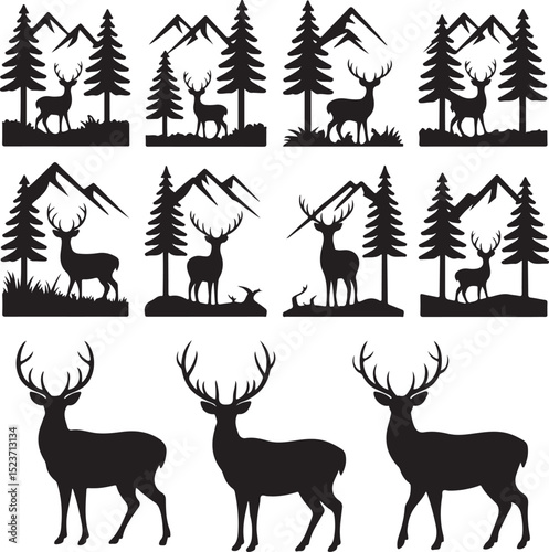 Mountain Deer SVG – Wild Forest Silhouette for Rustic Crafts

Stag in the Mountains – Outdoor Wildlife Clipart for Decor

Deer and Pine Trees SVG – Majestic Buck Design for DIY Projects

Wild Deer Sil