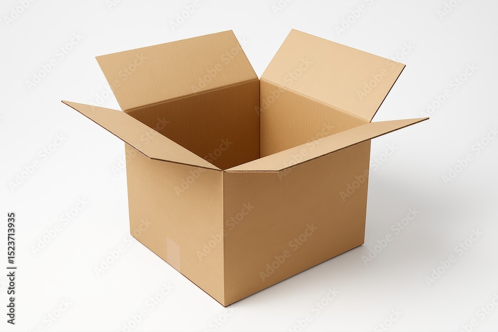 Open Cardboard Box on White Background for Packaging Open Cardboard Box on White Background for Packaging