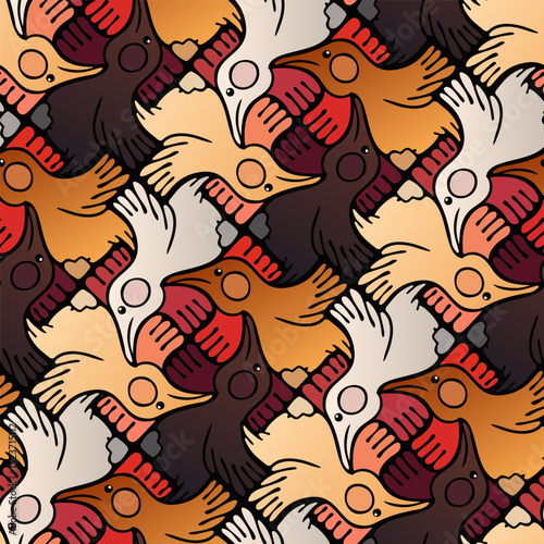 Gradient Chicken Mosaic Seamless Pattern