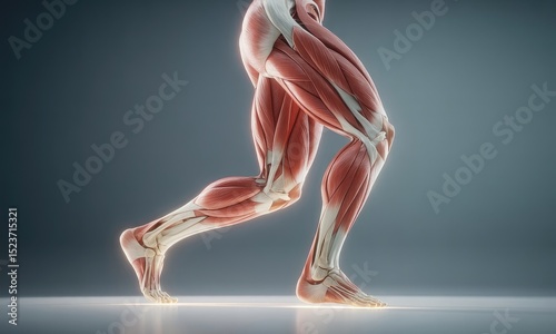 Human leg muscles anatomy detailed 3 d medical illustration