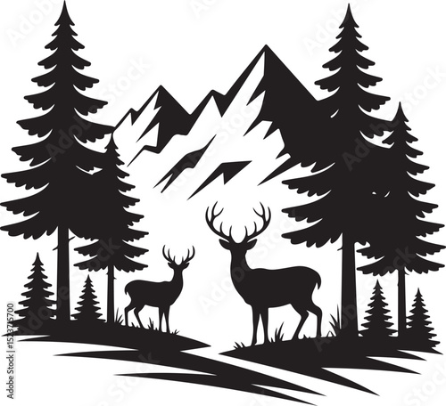 Mountain Deer SVG – Wild Forest Silhouette for Rustic Crafts

Stag in the Mountains – Outdoor Wildlife Clipart for Decor

Deer and Pine Trees SVG – Majestic Buck Design for DIY Projects

Wild Deer Sil
