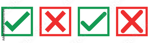 Checkmark cross on white background. Isolated vector sign symbol. Checkmark icon set. Checkmark right symbol tick sign. Flat vector icon. Test question
