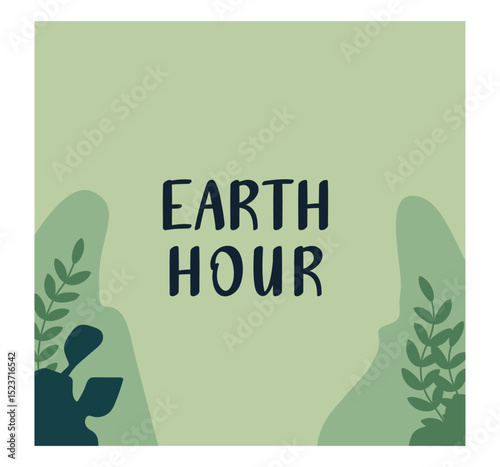 Earth Hour Illustration with Globe and Nature Silhouettes-06