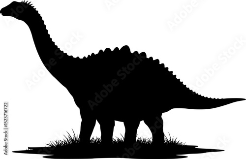 a black and white silhouette of a dinosaur with a long neck, vector