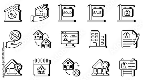 Set of Real Estate Linear Icons. vector