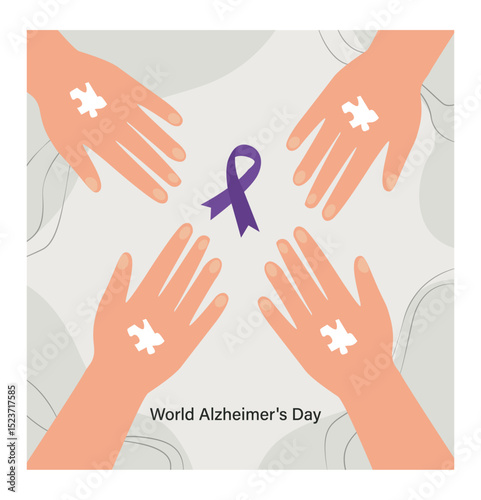 Gentle World Alzheimer's Day Illustration with Forget-Me-Nots and Purple Ribbon-08