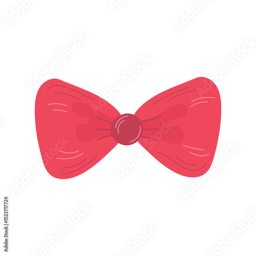 
Single vector element pink bow.Different present decoration hand drawn on white background. Satin gift bow silhouette

