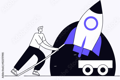Vector Infographic Elements - man and rocket