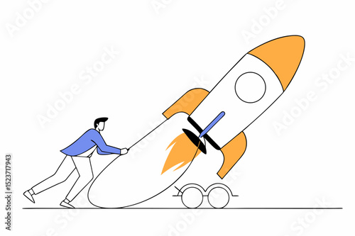 Vector Infographic Elements - man with rocket