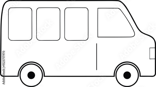 Small shuttle bus vector illustration, small shuttle bus silhouette vector logo icon design, small shuttle bus line art vector design