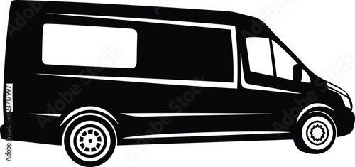 Small shuttle bus vector illustration, small shuttle bus silhouette vector logo icon design, small shuttle bus line art vector design