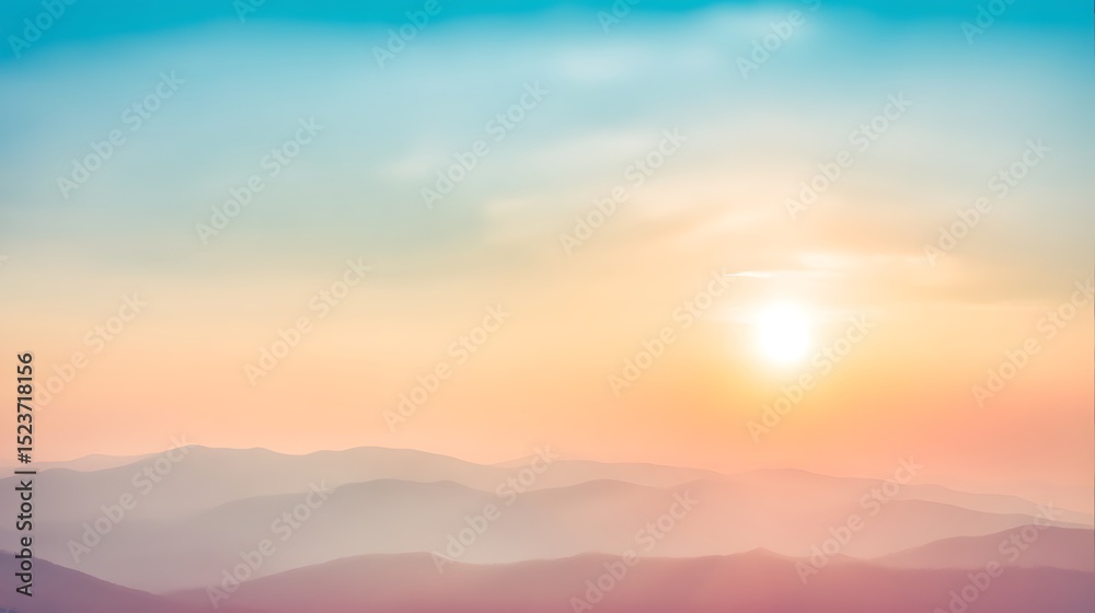 Obraz premium Tranquil sunrise over distant mountain ranges