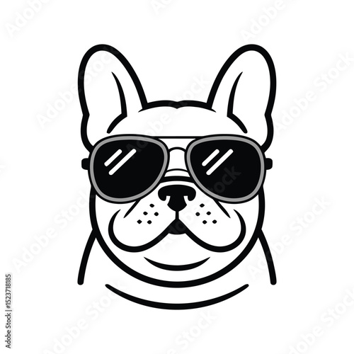 Cool French Bulldog with Sunglasses - Minimalist Pet Icon Design