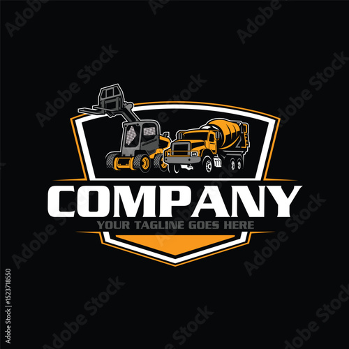 excavator logo - service logo - construction logo - heavy equipment logo - excavator vector - illustration