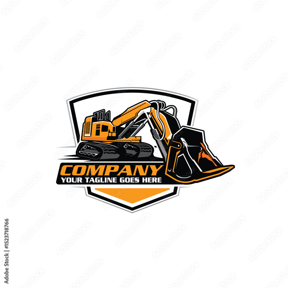 Naklejka premium excavator logo - service logo - construction logo - heavy equipment logo - excavator vector - illustration