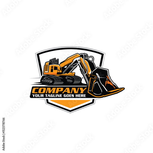 excavator logo - service logo - construction logo - heavy equipment logo - excavator vector - illustration