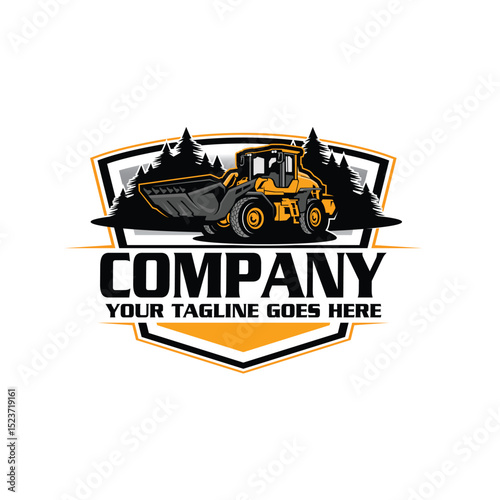 excavator logo - service logo - construction logo - heavy equipment logo - excavator vector - illustration