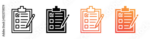 Survey Multiple Style Icon Set Vector 