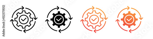 Process Multiple Style Icon Set Vector 