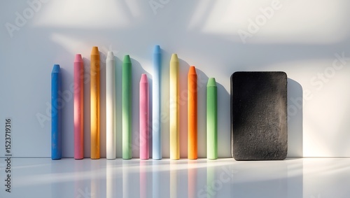 Colorful Chalks and Small Blackboard Back to School Supplies