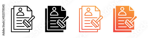 Permit Multiple Style Icon Set Vector 