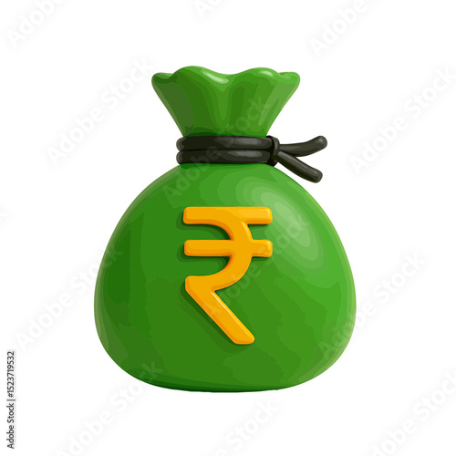 Green dollar symbol money bag for banking and finance icon