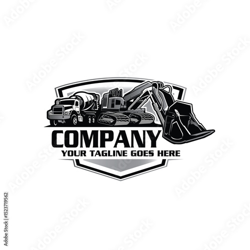 excavator logo - service logo - construction logo - heavy equipment logo - excavator vector - illustration