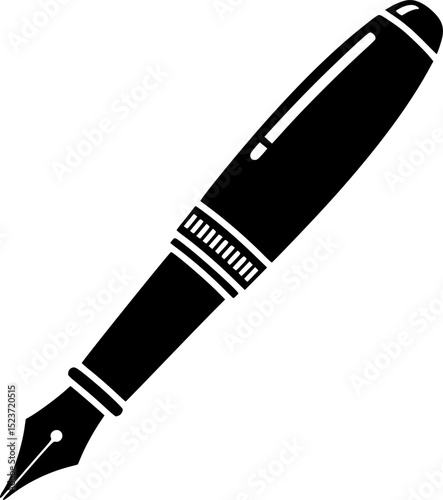A black silhouette of a fountain pen