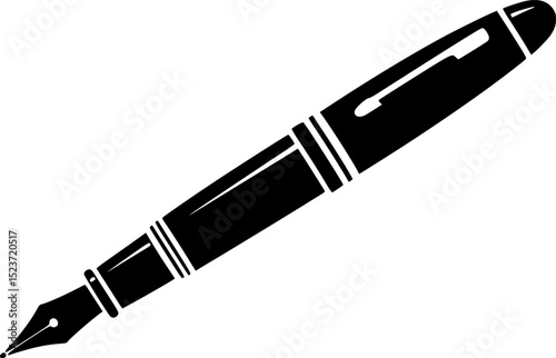 A black silhouette of a fountain pen