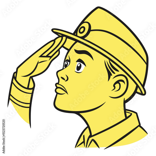 Bright yellow vector emoji of a face giving a military-style salute. Conveys respect, acknowledgement, obedience ('yes sir/ma'am'), or a sign of duty.